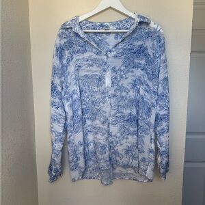 Blue Patterned Button Down Shirt